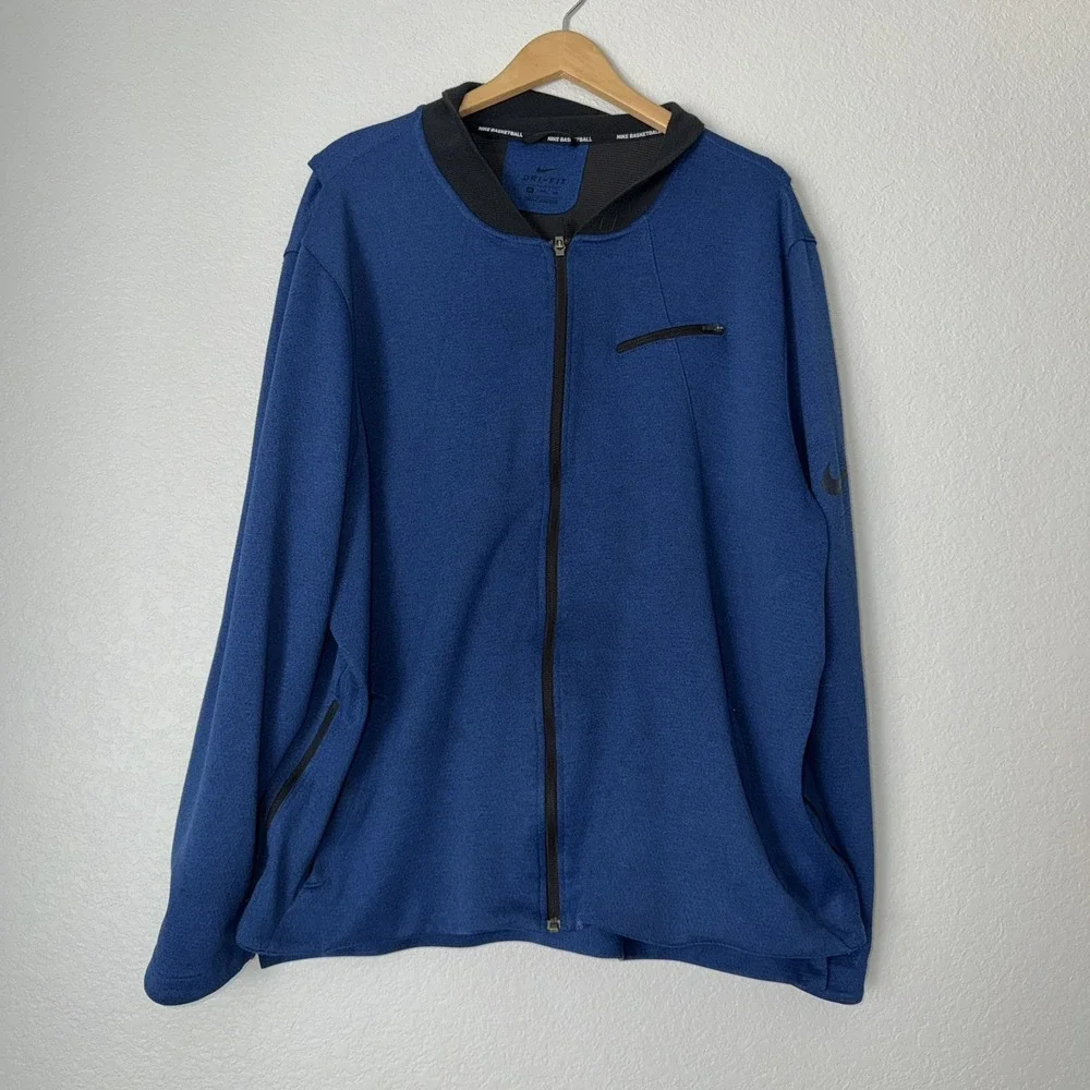Men's Nike Dri-Fit Full Zip Basketball Blue Hoodie -Size 3XL Athletic